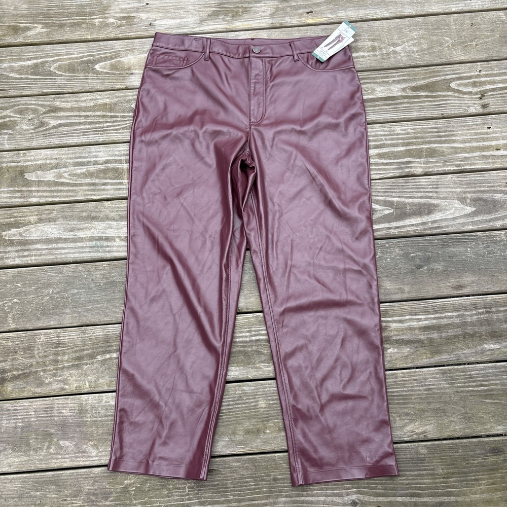 Joie Womens Pants Size 18 Burgundy Faux Leather Straight Leg Limited Edition NWT